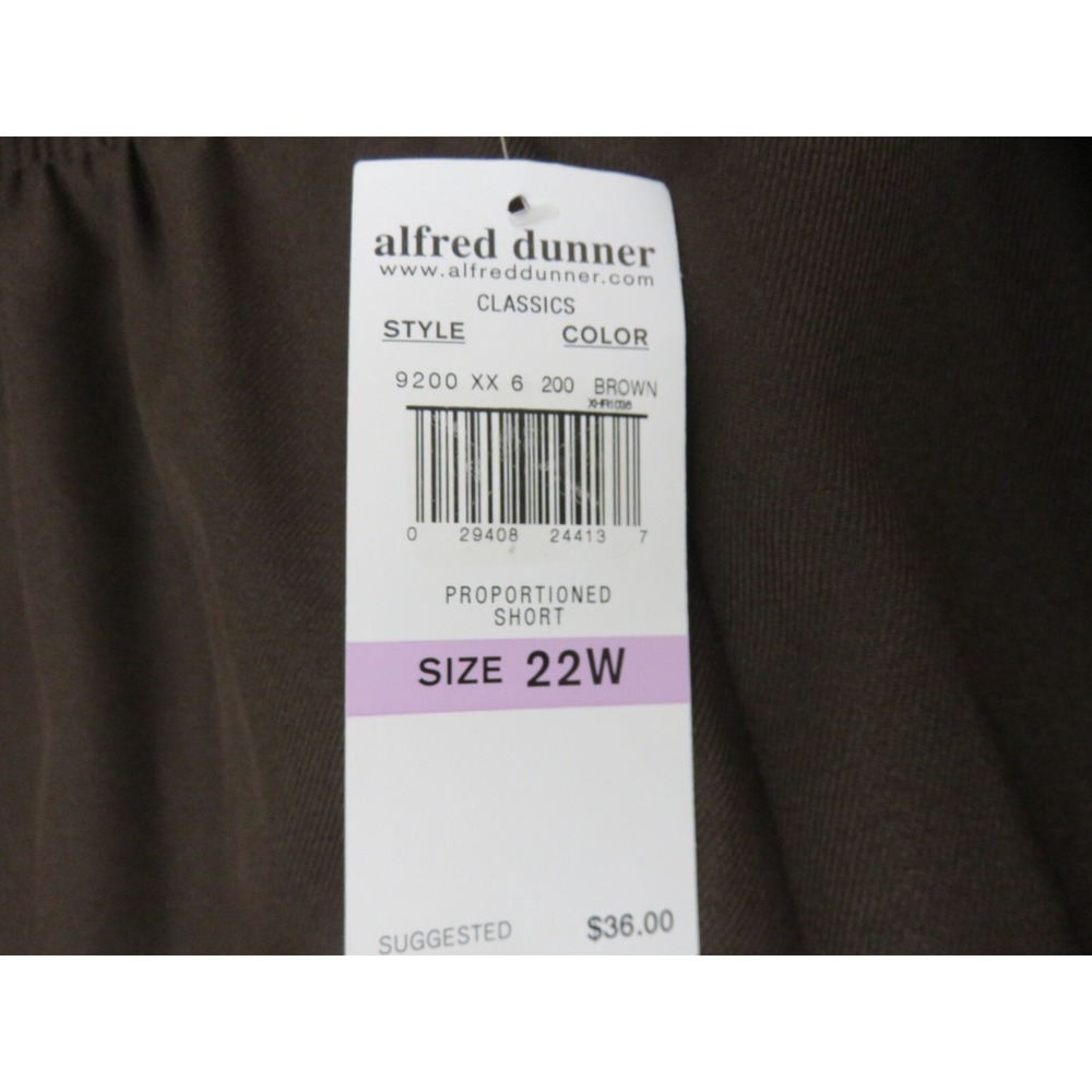 Alfred Dunner Classics Brown Elastic Waist Pants 22W Proportioned Short 9200 - Picture 8 of 10